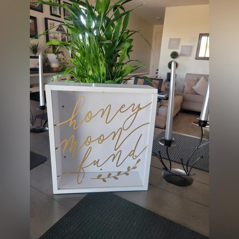 White and Gold Honeymoon Fund Box